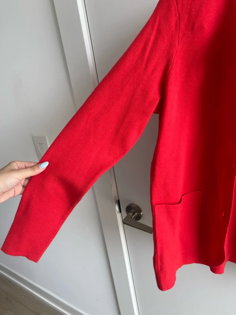 Marled Red Women's Cardigan Jacket - Classic Button Front - Picture 4 of 6